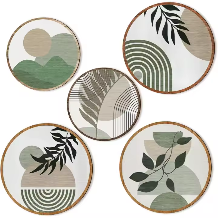 Arte de pared de madera bohemio, decoración colgante geométrica bohemia para sala de estar, dormitorio - 1