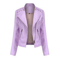 Chaqueta de Mujer de Cuero Sintético Estilo Varsity Moto Biker Bomber Ligera Casual Outerwear Short Coats con Cierre de Cremallera y Forro de Poliéster Adecuada para Otoño e Invierno - details 9
