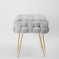 Taburete Moderno de Terciopelo Otomano Rectangular con Patas de Metal Dorado Taburete Acolchado - details 57
