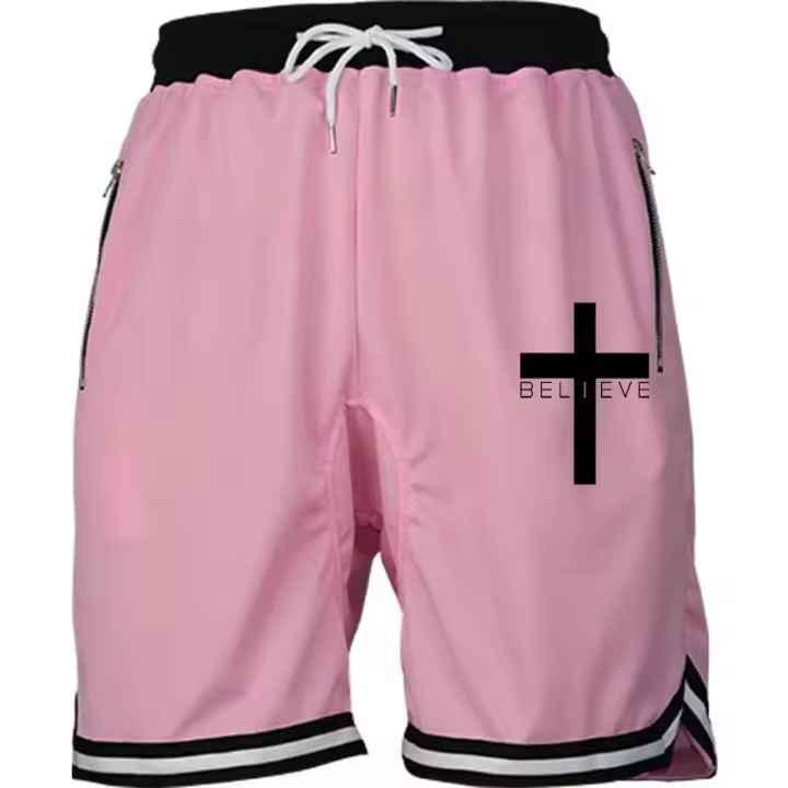 Pantalones de baloncesto cruzados para hombre, línea de malla de secado rápido, cintura elástica - 1