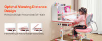 SucceBuy Juego de escritorio y silla de estudio para niños, altura ajustable con estantería y cajón de almacenamiento, 0-40 ° Escritorio inclinado, mesa de estudio, rosa - details 3