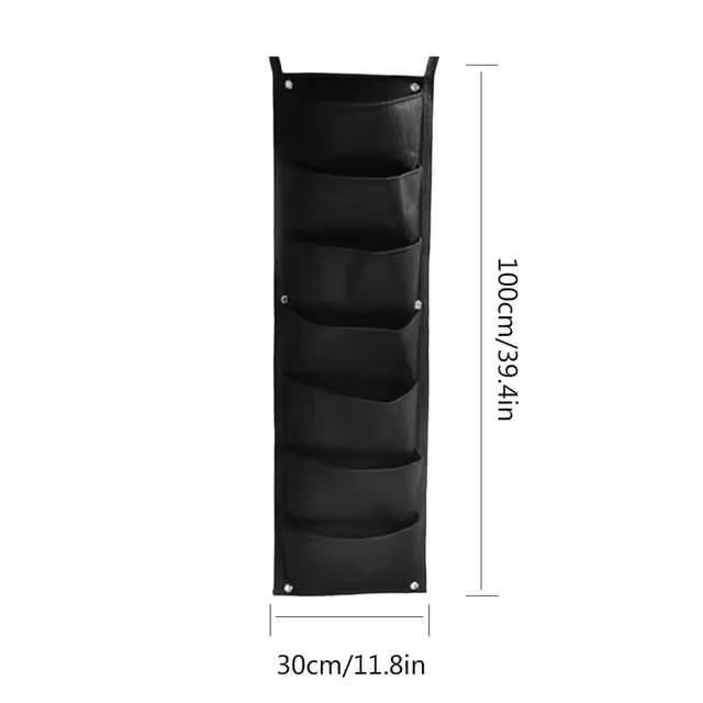 7 bolsas verticales, colgante de pared de tela de fieltro, ETA de jardín al aire libre, contenedor para plantar flores y verduras - 1