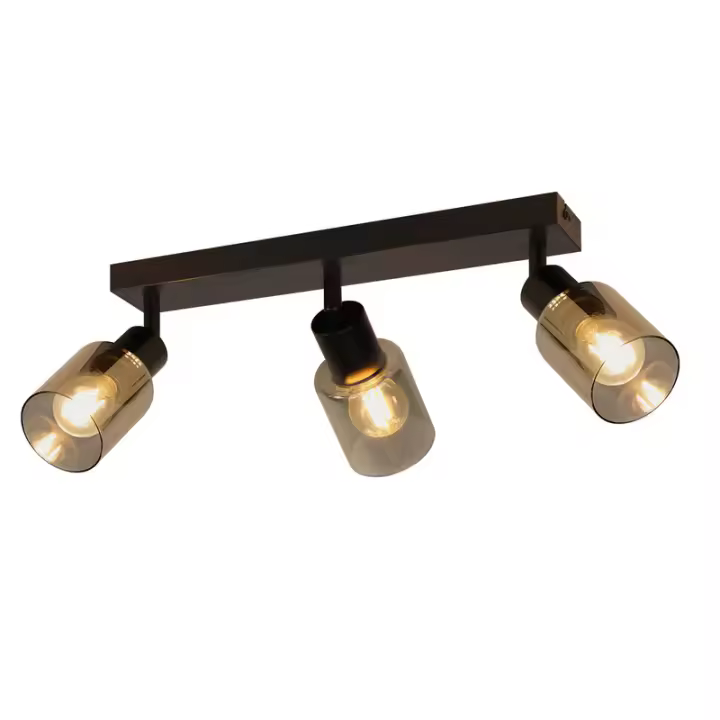 CBJKTX Foco de Techo 3 Llamas Negro Industrial E14 Luz de Techo para Sala de Estar - 1