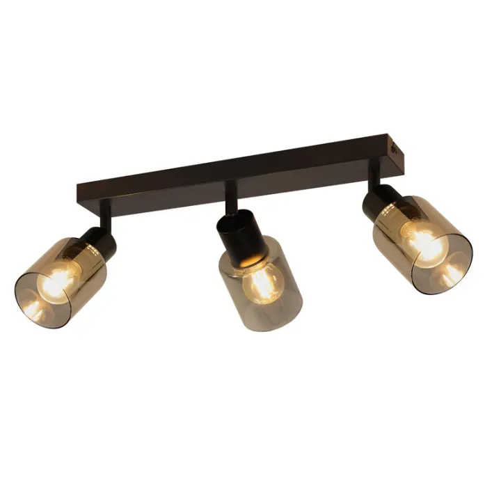 CBJKTX Foco de Techo 3 Llamas Negro Industrial E14 Luz de Techo para Sala de Estar - 1