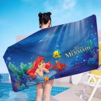 Toalla de La Sirenita de algodón, portátil, para playa, gimnasio, natación, uso doméstico - details 6