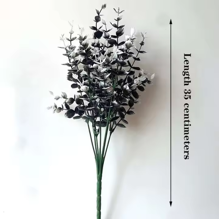 Plantas artificiales negras de Halloween, enredaderas, árboles de eucalipto, helechos persas, láminas de plástico, flores falsas, hierba, familia - 1