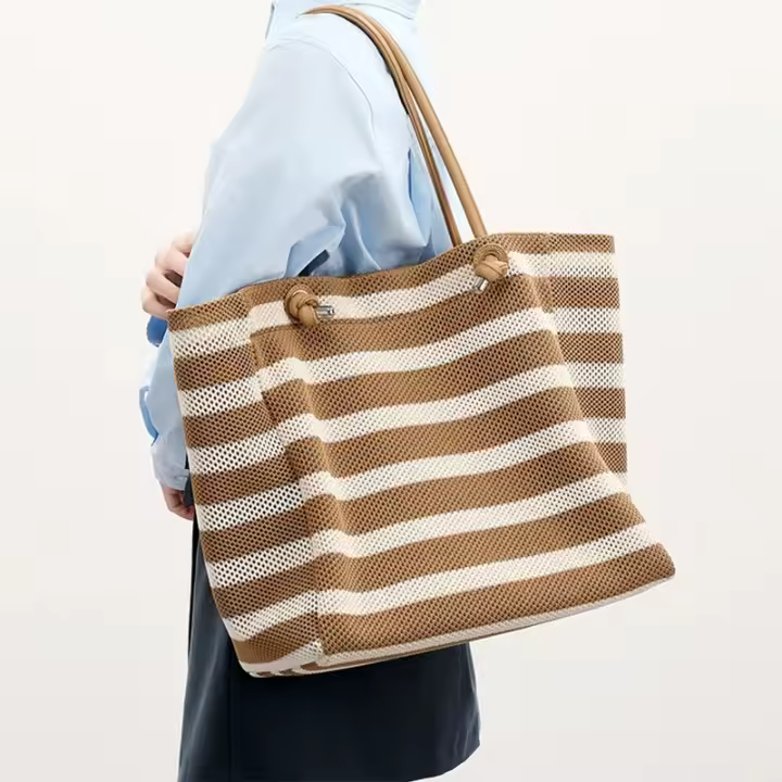 Bolso de Mano Lazy Wind Holiday Bolso de Lona Portátil de Gran Capacidad con Tiras Blancas y Negras para las Axilas - 1