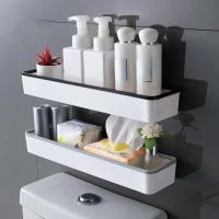Armario de iluminación para baño, montado en la pared, dispositivo multifuncional no perforado, organizador de soporte para inodoro - details 2