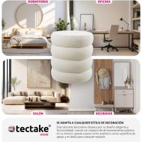 Taburete Almacenaje Bouclé, Carga: 120 kg, MDF, Puff Almacenaje, Taburete Dormitorio, Reposapies Puff, Zapatero Entrada Recibidor, Asiento Acolchado, Ideal Salón Hogar - 42 x 47 cm Crema - details 6