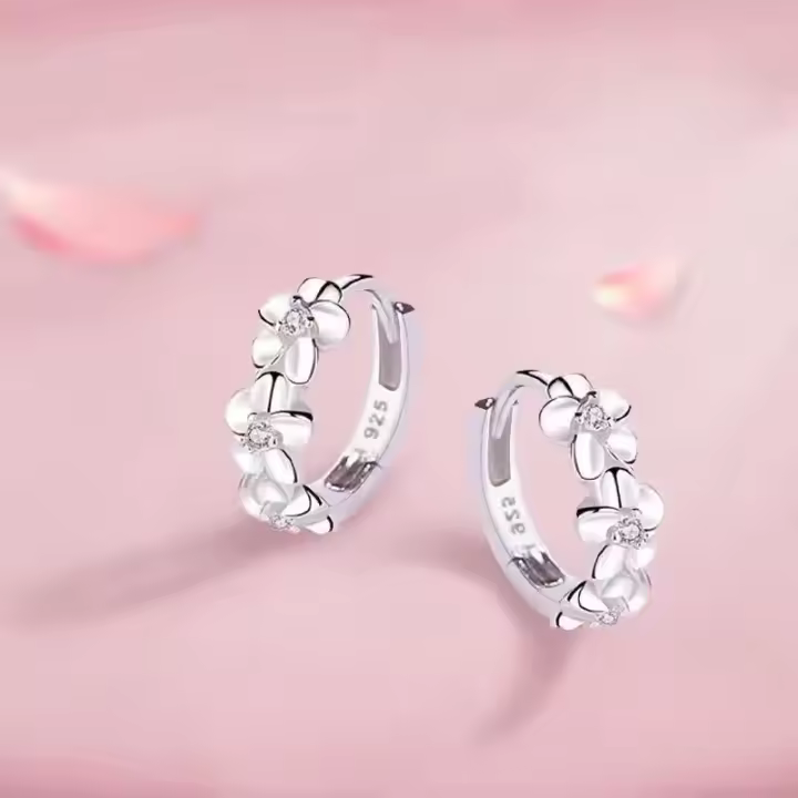 pendientes de plata de ley 925 para mujer, aretes redondos con forma de flor pequeña, regalo de joyería - 1