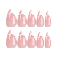 Puntas de uñas francesas de almendra para mujer, arte de manicura Artificial de resina de longitud media para decoración de dedos del hogar - details 0