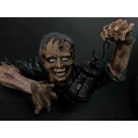 Linterna de zombie de terror de Halloween, artesanía de resina de explosión, decoración de atmósfera de terror de jardín con tallado de lámpara - details 10