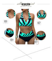 Traje de baño de talla grande a la moda, bloques de color sexy, cintura alta dividida, traje de baño de bikini estilo ins simple - details 3