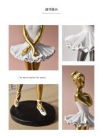 Figura de Ballet, adorno artesanal de resina, escultura de danza dorada, decoración conmemorativa, trofeo de regalo - details 12