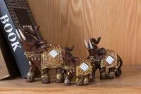 Escultura de estatua de Animal, Feng Shui de la suerte, accesorios de decoración del hogar, adornos de elefante de resina para oficina - details 4
