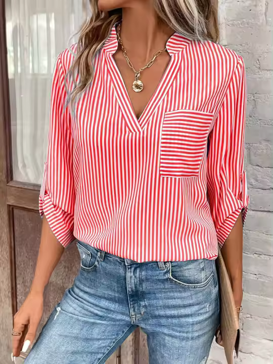 Camisas informales holgadas a rayas para mujer, blusas Vintage a la moda, Tops elegantes para mujer joven, Otoño, 2024 - 1