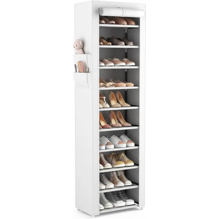 Zapatero de 11 Niveles, Mueble Zapateros de Tela para 20-22 Pares de Zapatos, Armario Zapatero Estrecho y Alto con Funda para Entrada Recibidor, Pasillo, Dormitorio - 1