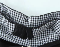 OUWU Falso Halter Top Negro Estilo Francés a Cuadros Vacaciones Verano Moda de Mujer - details 1