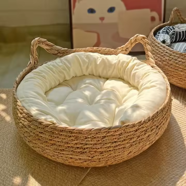 Nido de gato hecho a mano para las cuatro estaciones, almohadilla de calor de temporada, desmontable, lavable, accesorios de suministros para mascotas de invierno - 1