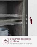 Aparador, Armario de Cocina, Armario de Almacenamiento, con 2 Puertas Correderas, 33 x 100 x 80 cm, Estantes Ajustables, para Salón, Marrón Rústico y Negro - details 23