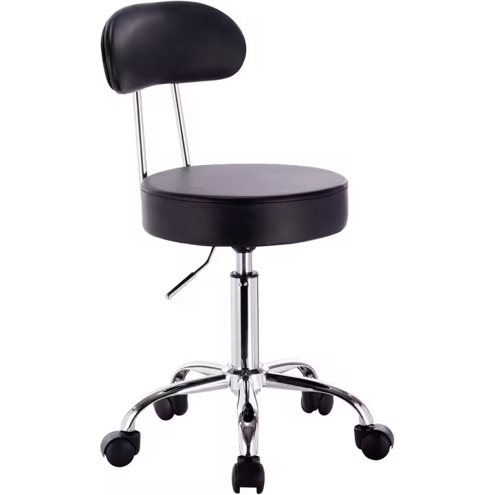 Trabajo de 1 Pieza Giratorio Taburete de Silla giratoria Silla de Oficina con Respaldo de Altura Regulable en Crema - 1