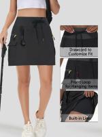 Pantalones casuales de golf de cintura alta para mujer con cremallera y múltiples bolsillos para escalada al aire libre, pantalones cortos deportivos de secado rápido - details 22