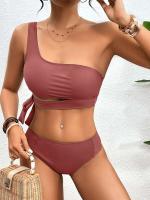 Conjunto de bikini de un hombro, trajes de baño, trajes de baño, ropa de playa sexy 2025 con relleno suave para mujer - details 9