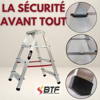 Escalera Tijera Plegable Doble Cara 5 Peldaños en Aluminio |   5+5 Plataforma H.110 cm |   Altura Alcanzable 3,1 Metros |   Certificada EN131 Capacidad Carga 150 kg. BTF-DDB05 - details 25
