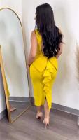 Elegante Vestido Midi con Lazo de Espalda y Volantes Perfecto para Fiestas Nocturnas, Clubes y Eventos de Moda para Mujeres - details 18