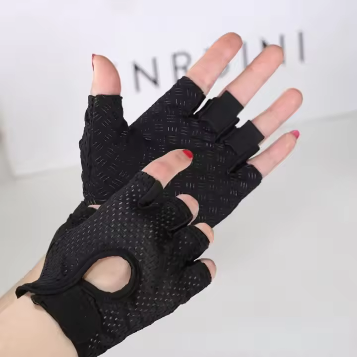 Guantes sin dedos para entrenamiento de culturismo, antideslizantes, para gimnasio, pesca, transpirables - 1