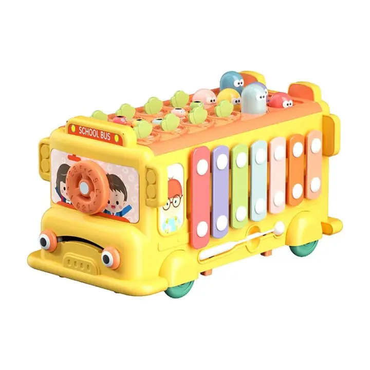 Multifunctional Children's Bus Storage Box Montessori Instrument Xylophone Piano Sorting Learning Educational Toys for Baby Gift - 1