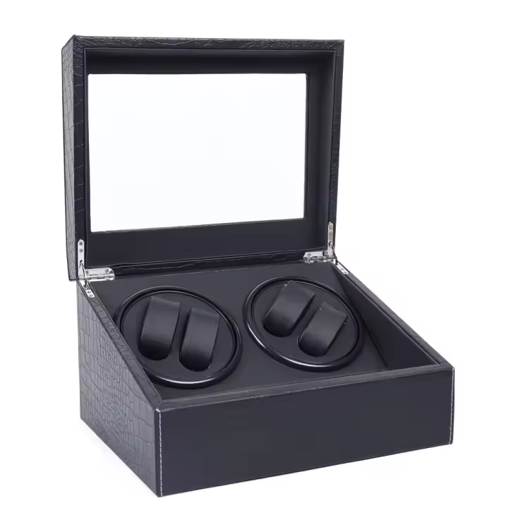Caja de reloj con patrón de cocodrilo, enrollador de reloj automático de 2 motores, almacenamiento de lujo, 4 + 6 - 1
