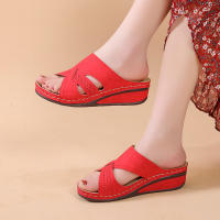 Zapatillas de mujer de talla grande, nuevas de verano, con plataforma, tacón medio, punta abierta, cruzadas y de color sólido. - details 9