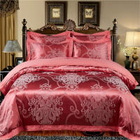 Juego de Ropa de Cama con Bordado de Jacquard Dorado Svetanya Funda de Edredón y Funda de Almohada para Cama Reina y Rey con Tela Elástica - details 16