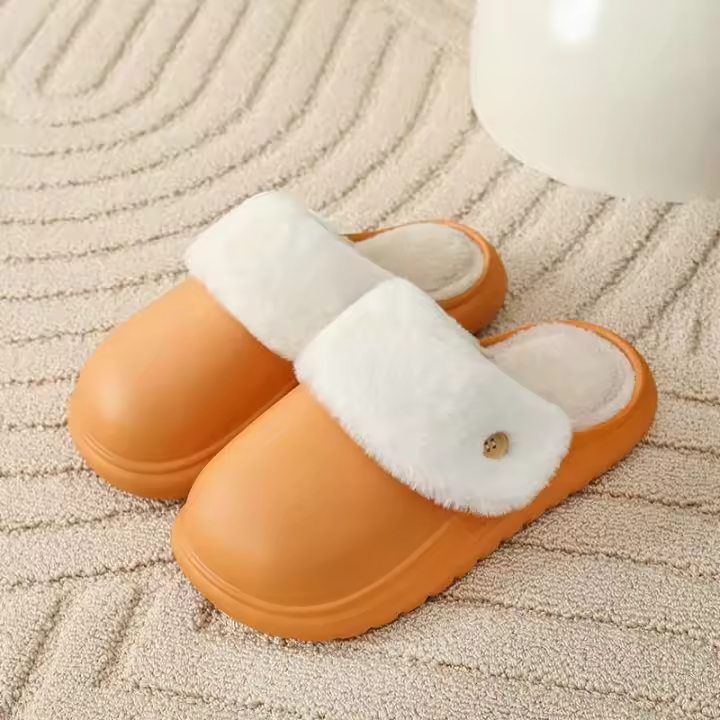 Zapatillas de algodón desmontables y lavables para interiores para hombre y mujer, pantuflas de lana de felpa para el hogar, antideslizantes, impermeables, cálidas y gruesas - 1