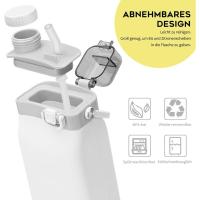 Botella de agua de silicona de 600 ml con pajita, reutilizable, a prueba de fugas, deportiva y sin. - details 1