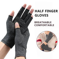 Guantes de cobre de compresión para artritis, guantes de cobre sin dedos para escritura por computadora y trabajo diario, alivio del dolor de manos y soporte - details 25