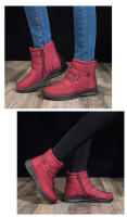Zapatos de algodón, tacones planos bajos informales, botas de nieve de tubo corto de invierno para mujer, talla grande, zapatos para mamá - details 13