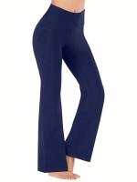 Pantalones acampanados para mujer con bolsillos, pierna acampanada, pantalones de yoga, cintura alta, fitness, casual, abdominoplastia - details 2