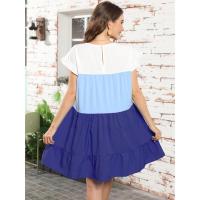 Vestido suelto con bloques de color, informal, con mangas con volantes, corte ajustado - details 21