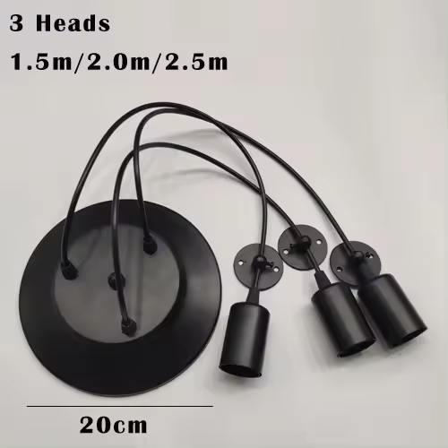 Lámpara colgante de araña de cable negro Vintage, múltiples fuentes de luz, Simple, comedor, café, 1-2m - 1