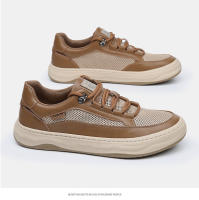 Nuevos zapatos de hombre, zapatos de malla de cuero con plataforma transpirable para hombre, zapatos deportivos y de ocio. - details 20