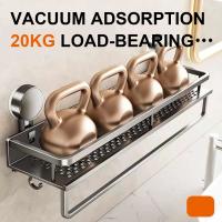 Estante de baño con ventosa de acero al carbono, montaje en pared, estante de almacenamiento para ducha con soporte de carga fuerte, gran capacidad, sin perforación - details 4