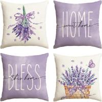 Juego de 4 Fundas de Cojín Lavanda Hogar, 45x45 cm, Decoración para Sofá o Salón - details 0