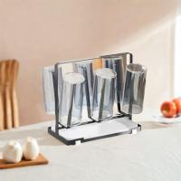 Soporte para 6 vasos de vidrio con base antideslizante, ahorra espacio, de acero inoxidable, con bandeja escurridora de botellas para bar. - details 6