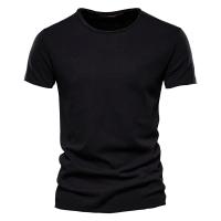 Camiseta de Color sólido de alta calidad para hombre, camisetas informales con cuello redondo, novedad de verano, Camiseta clásica 100% de algodón para hombre - details 8