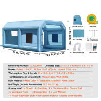 Cabina de pintura inflable SucceBuy, cabina de pintura inflable. Equipado con potentes sopladores y sistema de filtro de aire. - details 7