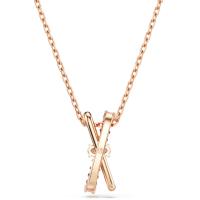Swarosk chapado en oro rosa pavé cristal transparente X colgante 925 plata Cubic Zirconia encanto collar joyería regalo para mujeres - details 1