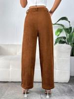 Pantalones Vintage de pana de cintura alta para mujer, pantalones holgados a la moda, pantalones de pierna recta lisos para otoño e invierno - details 6