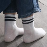 Invierno Harajuku moda deportes Unisex dos barras calcetines femeninos estilo coreano medias de tubo medio medias casuales - details 7